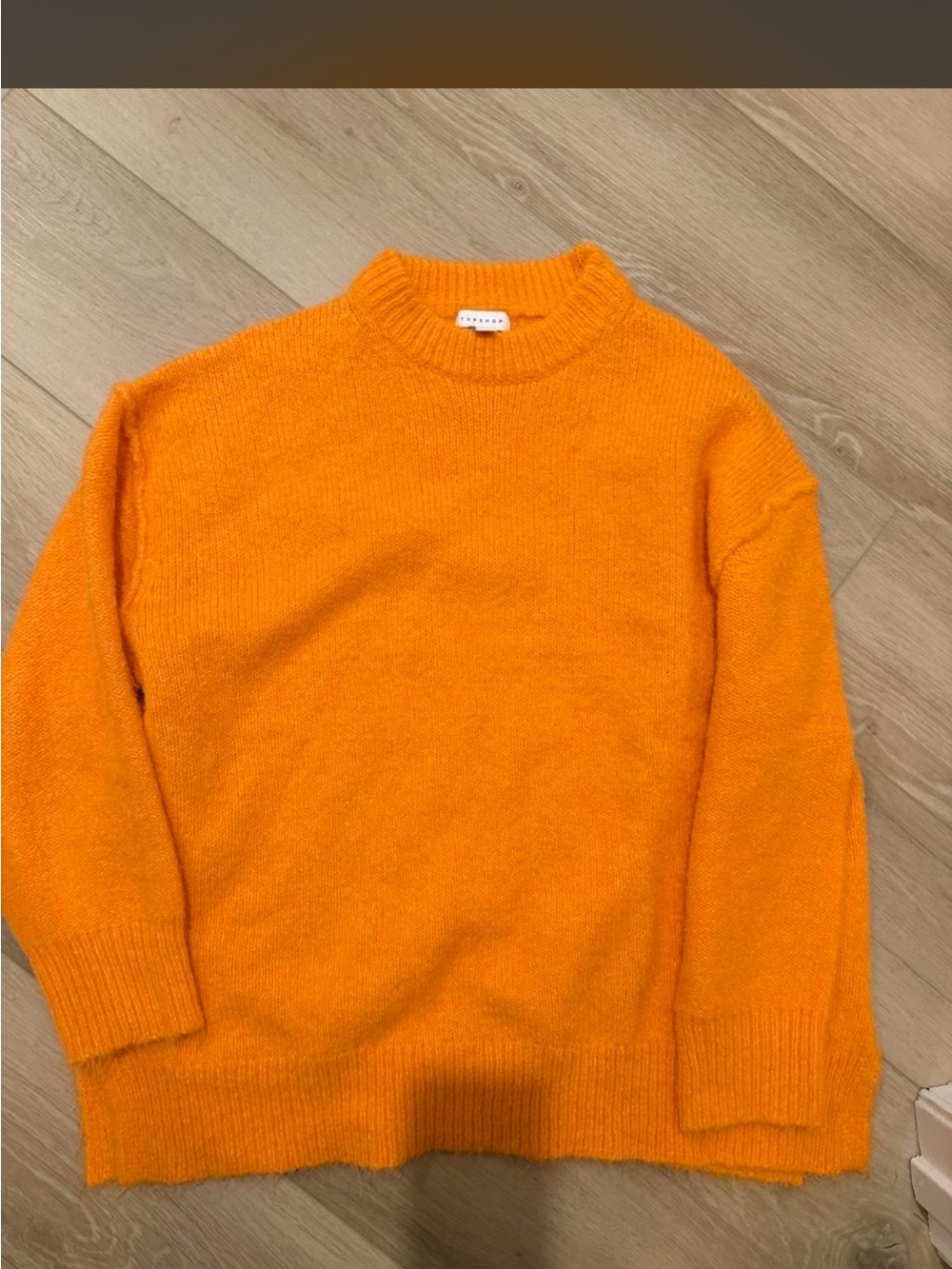 Topshop Orange Crewneck Sweater - Bold Knit
